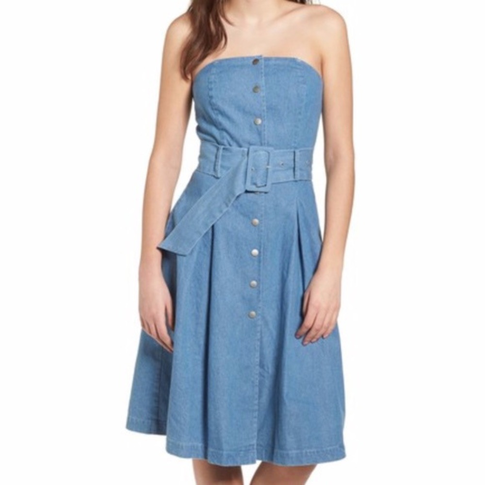 🔥{J.O.A.} NWT Strapless Blue Jean Dress Sz Small